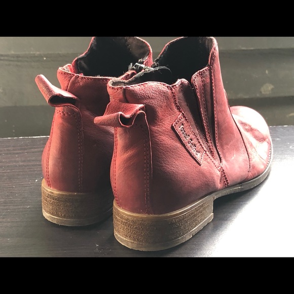 Joseph Seibel Red Cognac Leather Ankle Boots Booties Size 40/9.5 - Picture 6 of 10